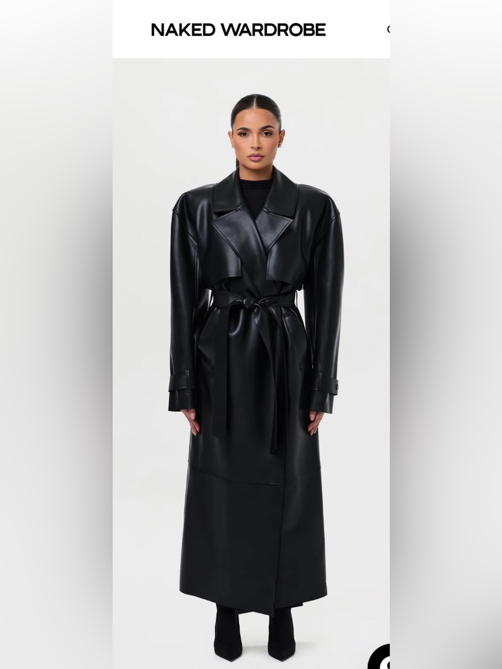 Naked Wardobe Vegan Leather Belted Trench